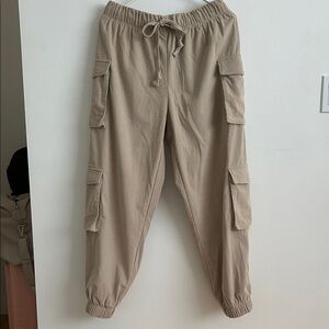 Cream Corduroy cargo joggers